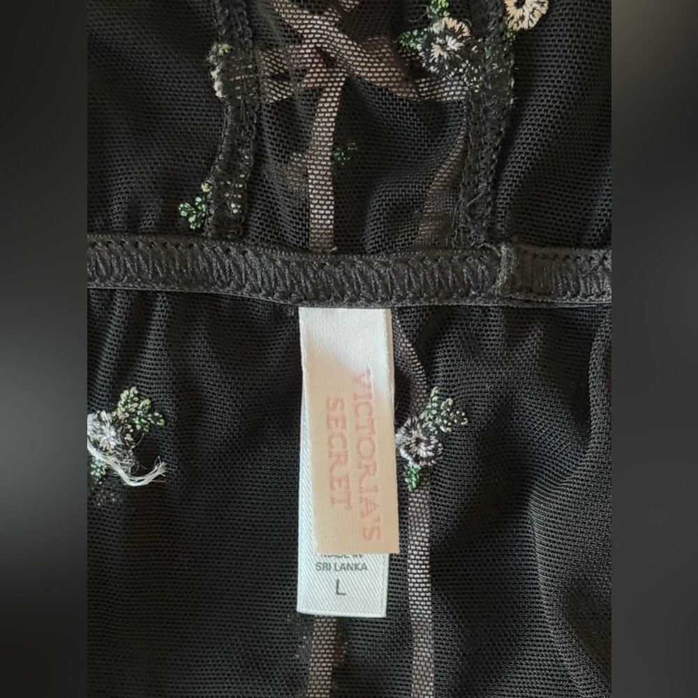 Y2k Victoria's Secret‎ Mesh Floral Embroidered Corset Milk Maid Tank Top Size L - Picture 14 of 15